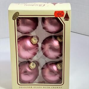 VTG Box Christmas By Krebs Antique Rose 2.5 in Christmas Ball Ornaments MADE USA